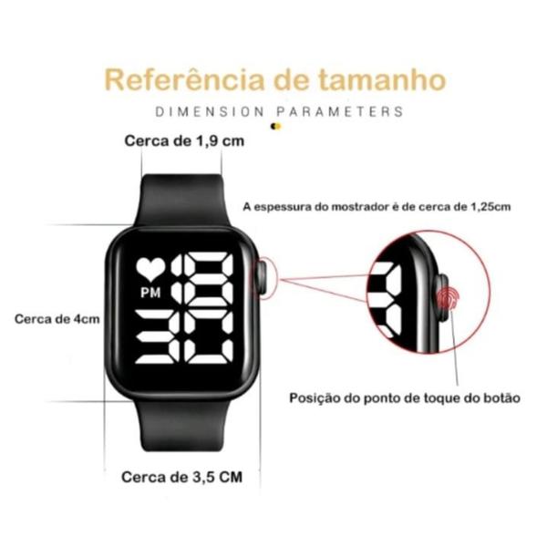 Imagem de  Relógio Feminino Led Digital Pulseira Removivel Silicone Preto