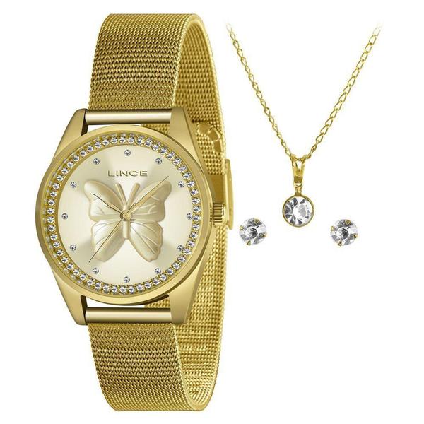 Imagem de Relógio Feminino Lince LRGJ146L KN94 Pulseira Mesh Dourado