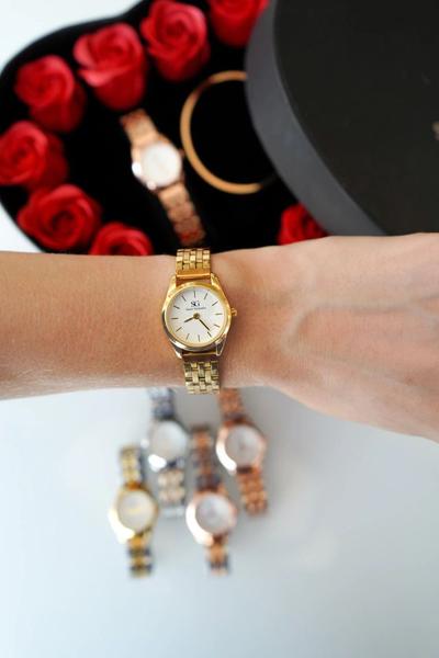 Imagem de Relógio Feminino Luxo Dourado Mini Belle Gold 24mm