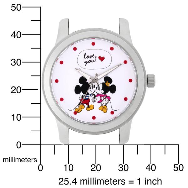 Imagem de Relógio feminino Mickey Mouse roxo de 18 cm de quartzo com pulseira de couro