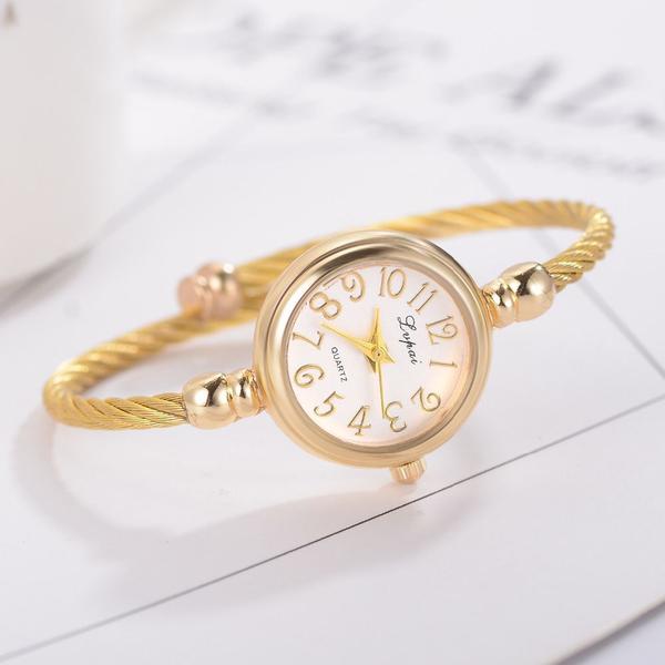 Imagem de Relógio Feminino Mini Dourado Analógico Pulseira Ajustável