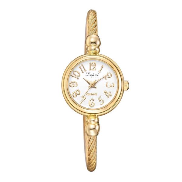 Imagem de Relógio Feminino Mini Dourado Pulseira Ajustável Com Espelho