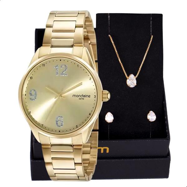 Imagem de Relógio Feminino Mondaine Analógico Dourado Glitter 32446LPMVDE1K4