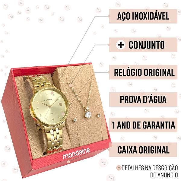 Imagem de Relógio Feminino Mondaine Dourado Original 1 Ano de Garantia