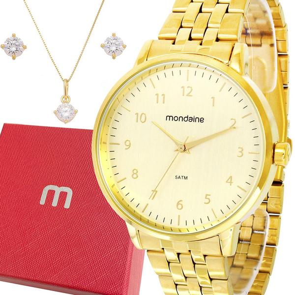 Imagem de Relógio Feminino Mondaine Dourado Prova Dágua Original Luxo