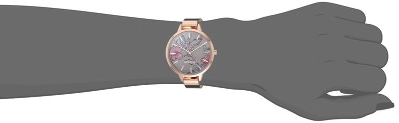 Imagem de Relógio feminino Nine West com pulseira floral cinza