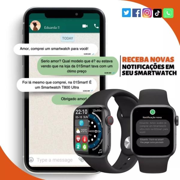 Imagem de Relógio Feminino Original Smartwatch Digital W29s Chat CPT C/Pulseira Extra