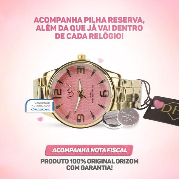 Imagem de Relogio Feminino prova agua dourado original nota fiscal