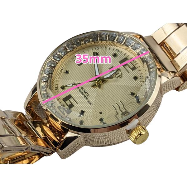 Imagem de Relógio Feminino Quartz Original Resistente A Água Dourado Analógico De Pulso Luxo