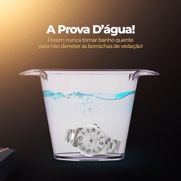 Imagem de Relogio Feminino Quartz Prata Prova De Água Original Luxo Garantia