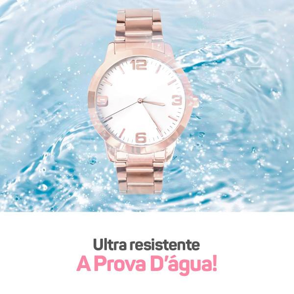 Imagem de relogio feminino rosê aço inox + pulseira pandora + caixa original prova dagua moda casual social