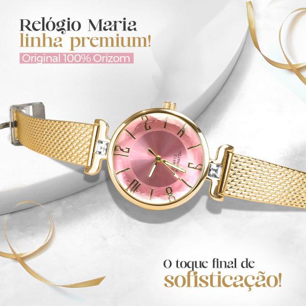 Imagem de Relogio feminino silicone dourado aço inox banhado + caixa strass pulseira ajustavel social presente