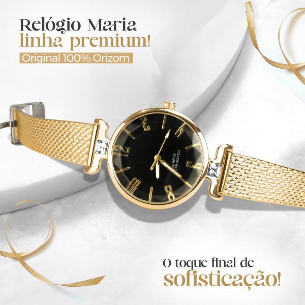 Imagem de Relogio feminino silicone dourado banhado aço inox + caixa strass presente casual moda fundo preto