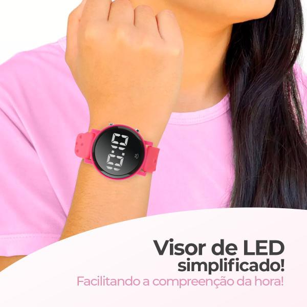 Imagem de Relogio feminino silicone rosa digital premium led + caixa ajustavel esportivo data qualidade leve