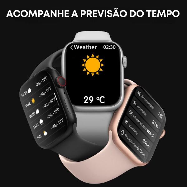 Imagem de Relógio Feminino Smart Watch W59 Mini, GPS NFC, Troca Foto de Fundo