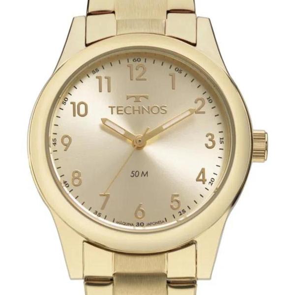 Imagem de Relógio Feminino Technos Redondo Dourado Analógico Boutique Elegance Caixa Pequena Slim em Aço 2035MKM/1X