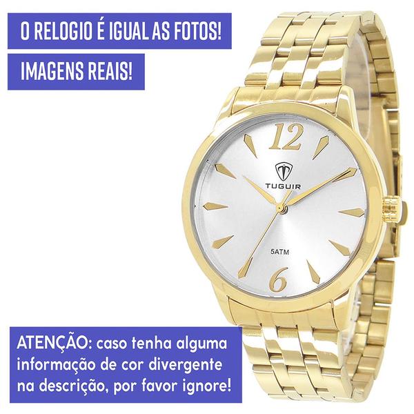 Imagem de Relógio Feminino Tuguir Analógico Dourado Prova Dágua Luxo