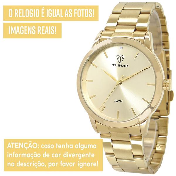 Imagem de Relógio Feminino Tuguir Dourado 1 Ano De Garantia Original