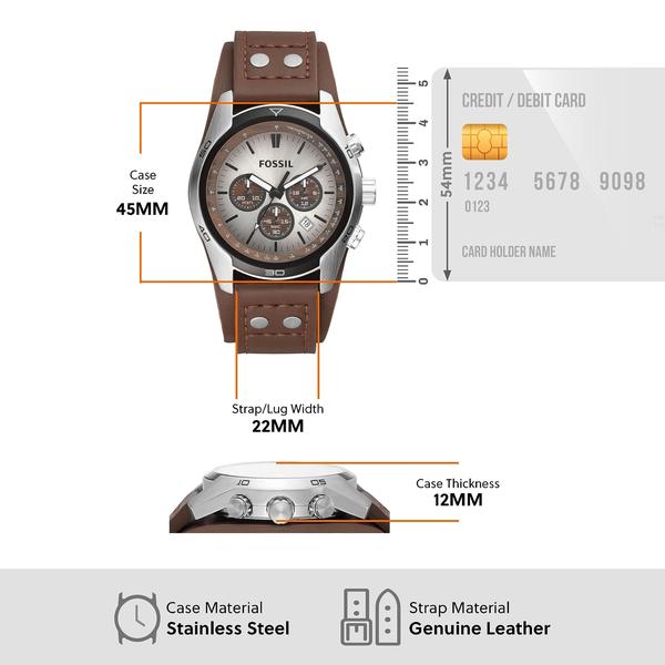 Imagem de Relógio Fossil Coachman CH2565 cronógrafo para homens, prateado/marrom