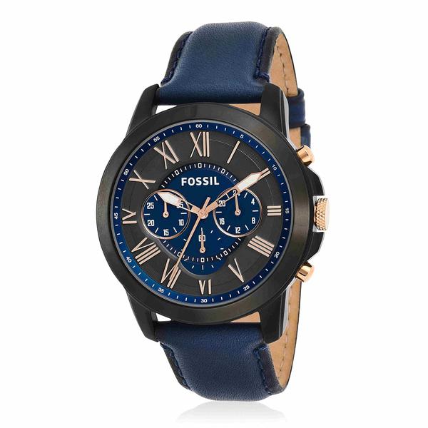 Relógio Fossil Grant FS5061, cronógrafo masculino, preto/azul marinho Imagem de Relógio Fossil Grant FS5061, cronógrafo masculino, preto/azul marinho