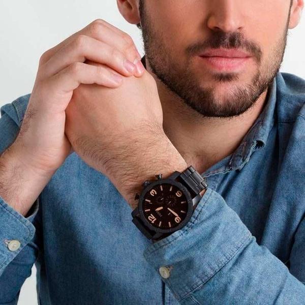 Imagem de Relógio Fossil Masculino Preto Nate JR1356/4MN Analógico 10 Atm Cristal Mineral Tamanho Grande