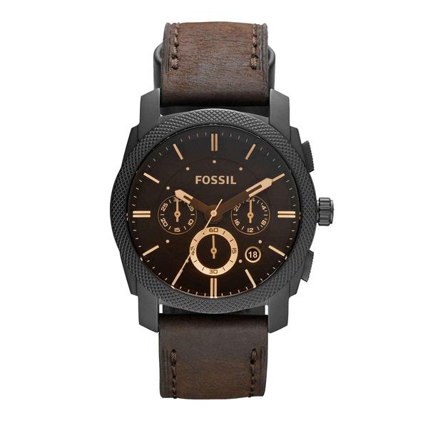 Imagem de Relógio Fossil Men's Machine FS4656, cronógrafo, couro, preto