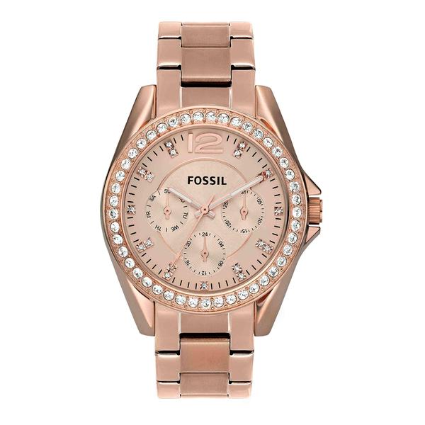 Imagem de Relógio Fossil Riley ES2811 feminino em aço inoxidável dourado rosa