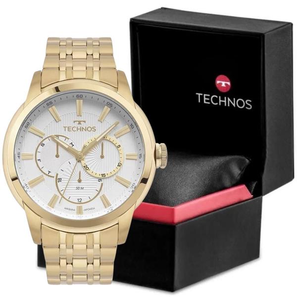 Imagem de Relógio Grandtech Technos Dourado Moderno Resistente a Agua Quartz Metal Multi-Função  6P79BQ/1K