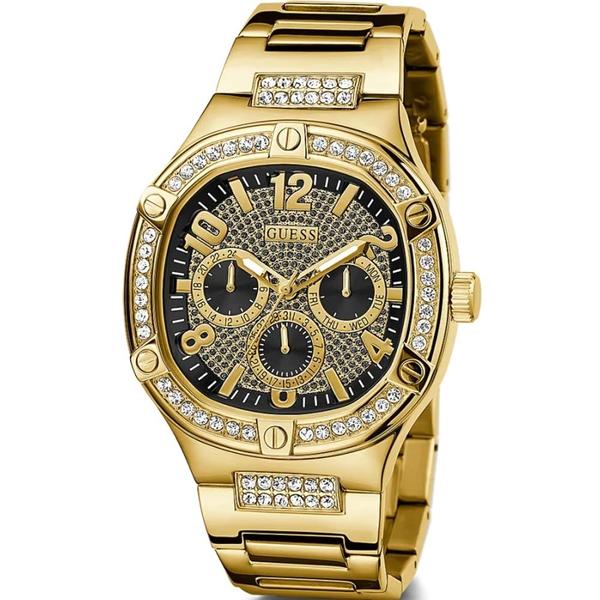 Imagem de Relógio GUESS para homens com caixa de 46 mm em aço inoxidável dourado