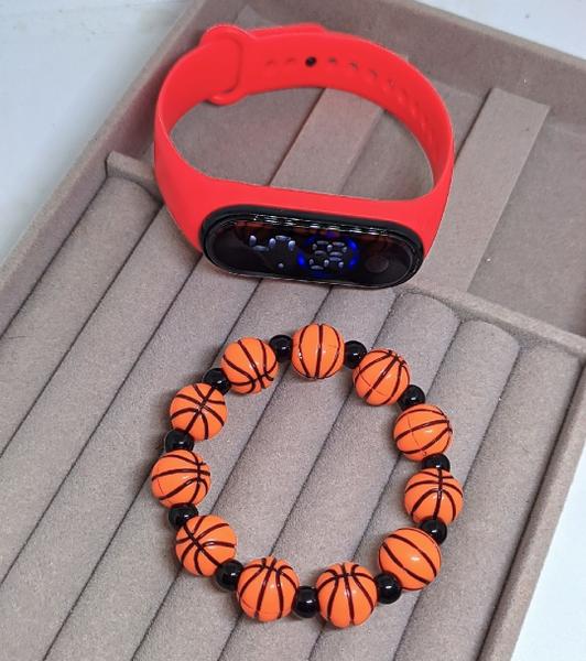 Imagem de Relógio Infantil Digital Bracelete +Pulseira Miçanga Esporte