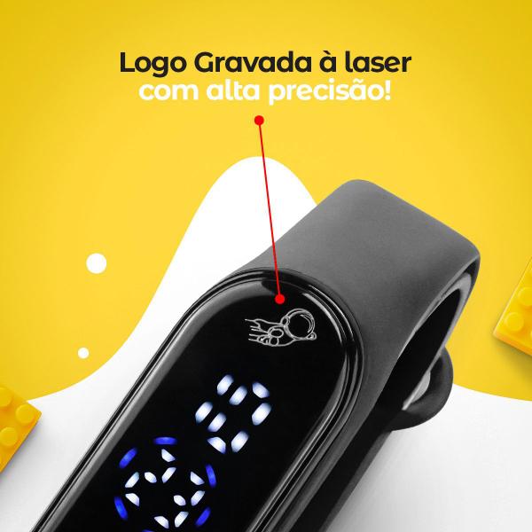 Imagem de Relógio Infantil Digital Bracelete Pulseira Silicone Ajustável Preto Resistente Água