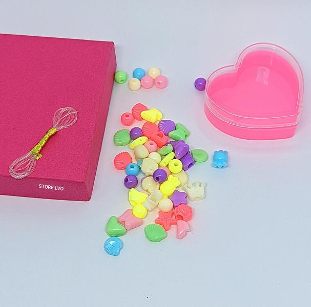 Imagem de Relógio Infantil Digital Led para Menina Bracelete Silicone + Kit miçangas Coloridas para Montar Colar Pulseiras Moda