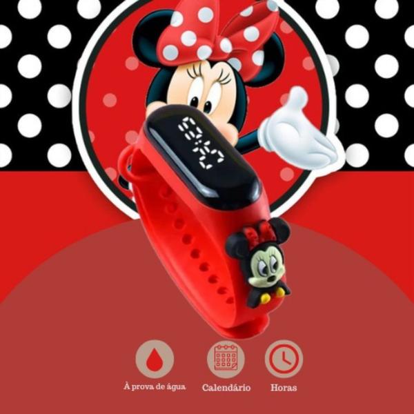 Imagem de Relógio Infantil Digital Menina Á Prova De água Led Minnie Mouse Novo