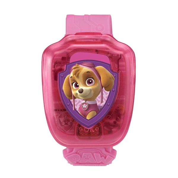 Imagem de Relógio infantil interativo com personagem Skye da Patrulha Canina em rosa