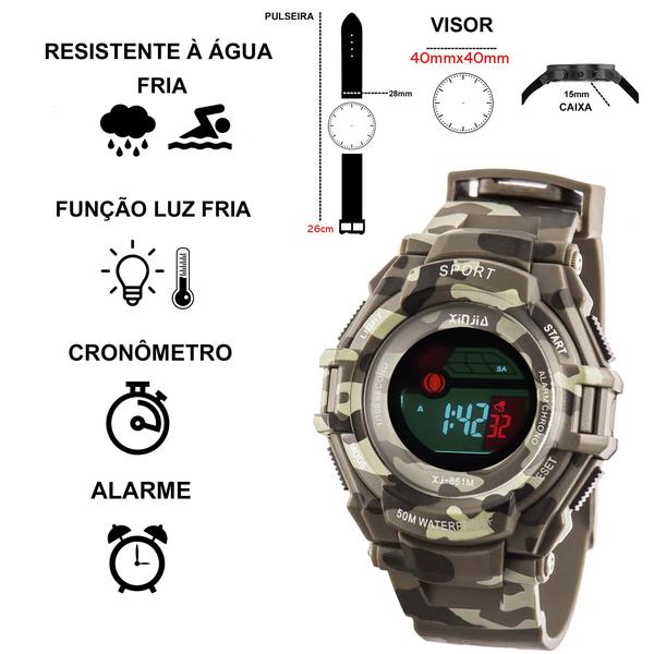 Imagem de Relógio Infantil Masculino Camuflado Xinjia com Cronometro Resistente a Água XJ861