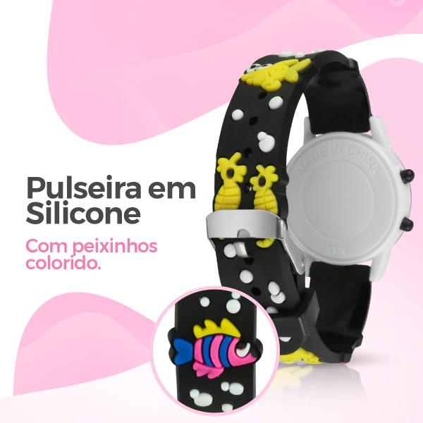 Imagem de relogio infantil menina digital preto + oculos + pulseira verão presente praia menina criança