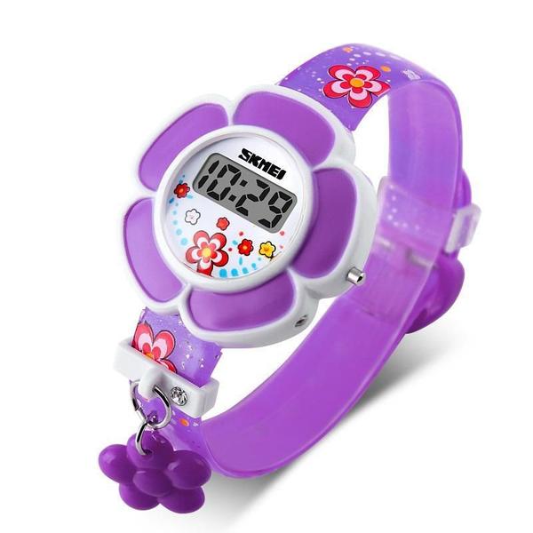 Imagem de Relógio Infantil Skmei Digital Florzinha Menina Roxo