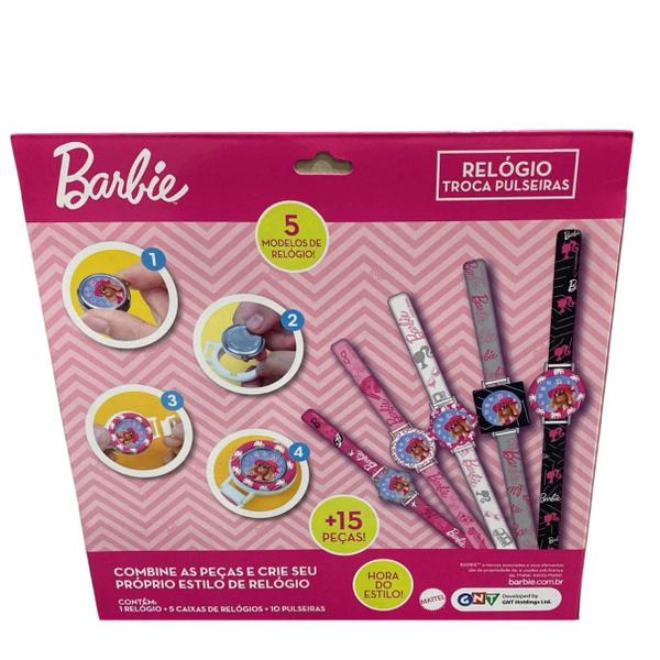 Imagem de Relógio Infantil Troca Pulseiras Barbie Fun