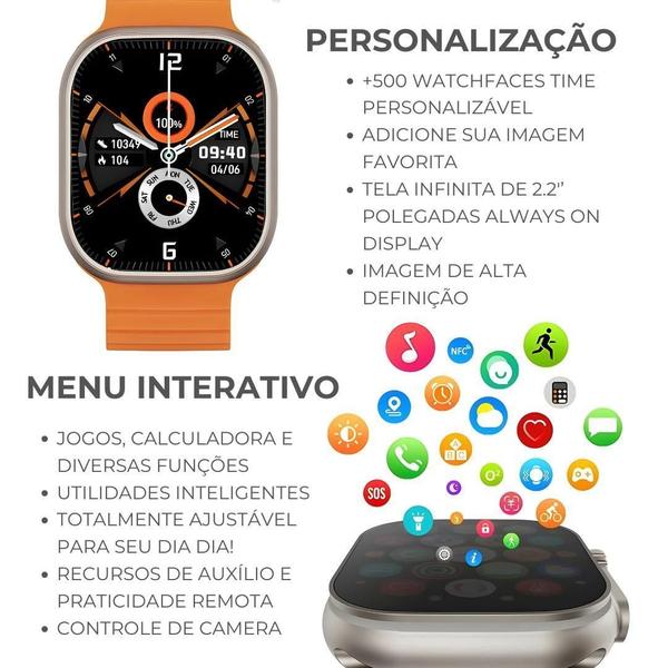 Imagem de Relógio inteligente 2024 Watch 9 Ultra 2 Chat GPT integrado + 7 Pulseiras e película protetora externa GPS