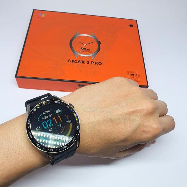 Imagem de Relógio inteligente AMAX Pro 2024 redondo amoled NFC GPS Alta definição Elegância Qualidade e durabilidade Smartwatch masculino e feminino