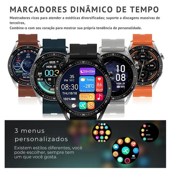 Imagem de Relógio inteligente AMAX Pro 2024 redondo amoled NFC GPS Alta definição Elegância Qualidade e durabilidade Smartwatch masculino e feminino