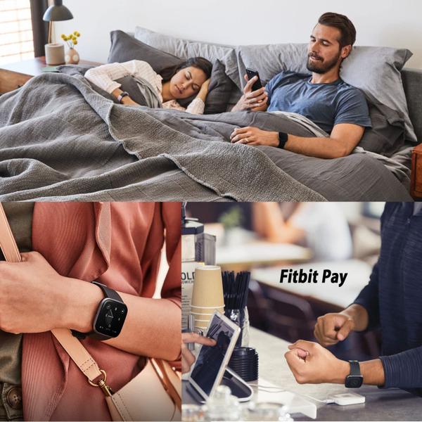 Imagem de Relógio inteligente Fitbit Versa 2 Health Fitness com frequência cardíaca preto