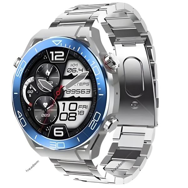 Imagem de Relogio Inteligente Hw5 Max Smart Watch Redondo Gps Nfc Masculino C/2 Pulseira Extra Android iOS