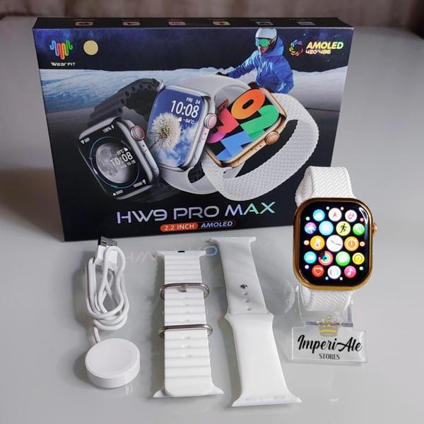 Imagem de Relógio Inteligente HW9PRO MAX Masculino Feminino Lançamento 2024 + 3 pulseiras Indução Bussola Gps para Atividades Físicas