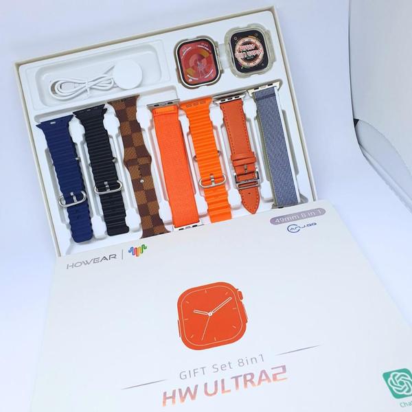 Imagem de Relógio Inteligente HWUltra 2 Masculino Feminino Lançamento 2024 + 7 pulseiras Indução Bussola Gps para Atividades Físicas 