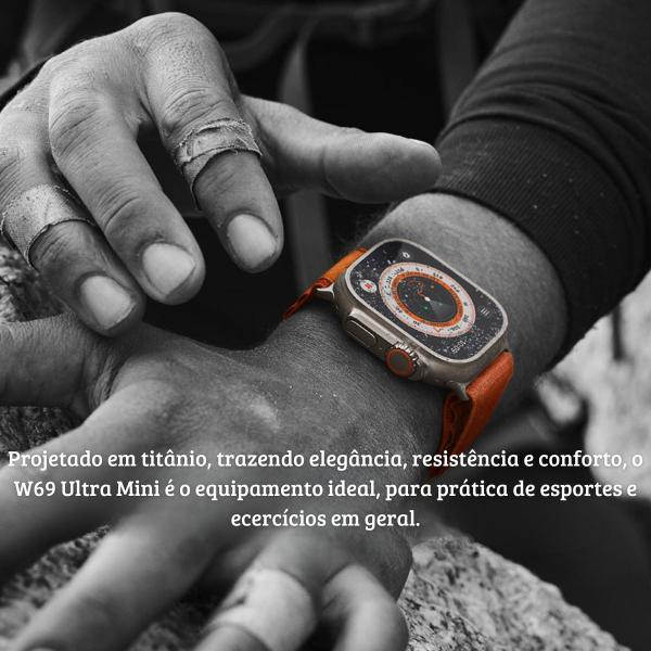 Imagem de Relógio Inteligente Mini W69 Ultra 45mm Android iOS Bluetooth Recebe Notificaçoes Faz Ligaçoes Nf