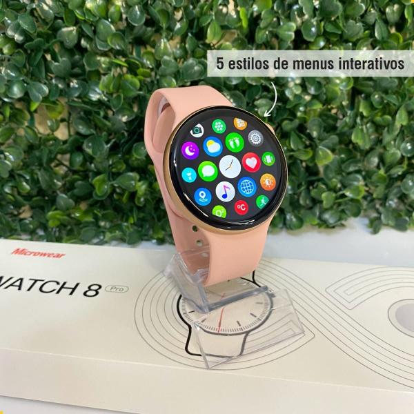 Imagem de Relógio Inteligente para Casais Apaixonados Smartwatch Redondo Relogio Inteligente Com Nfc Envio Já