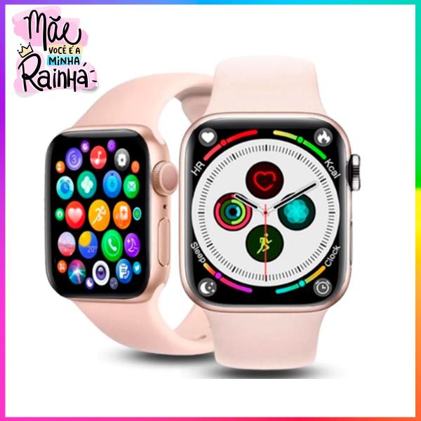 Imagem de Relógio Inteligente Presente Super Mãe Smartwatch Serie 9 Rosa Ultron Feminino Masculino Digital Preto