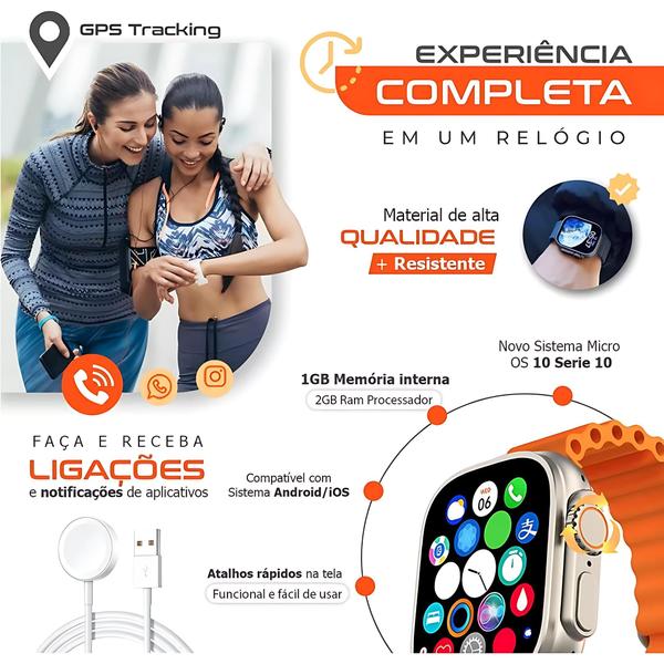 Imagem de  Relógio Inteligente S10 com GPS, Indução e 4 Pulseiras - Perfeito para Atividades Físicas! Lançamento 2025 Masculino/Feminino