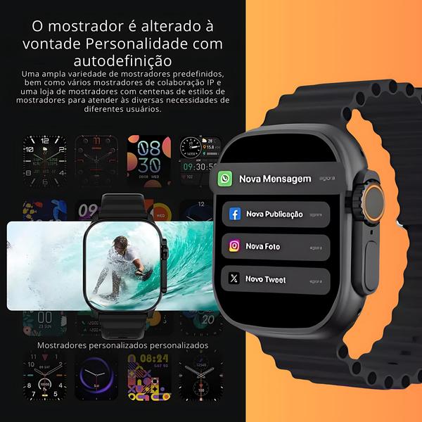 Imagem de Relógio Inteligente S10 Ultra Masculino Feminino Lançamento 2025 + 4 pulseiras Indução Bussola Gps para Atividades Físicas